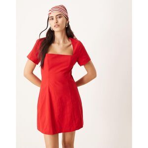 Abercrombie & Fitch Red Short Sleeve Square Neck Mini Dress Women's XL